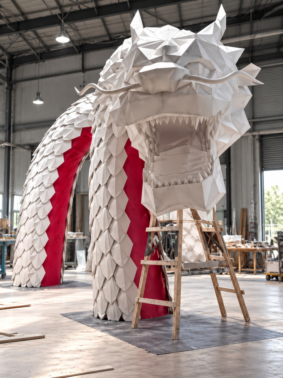 Sculptural Dragon Retail Installation — preassembly 03